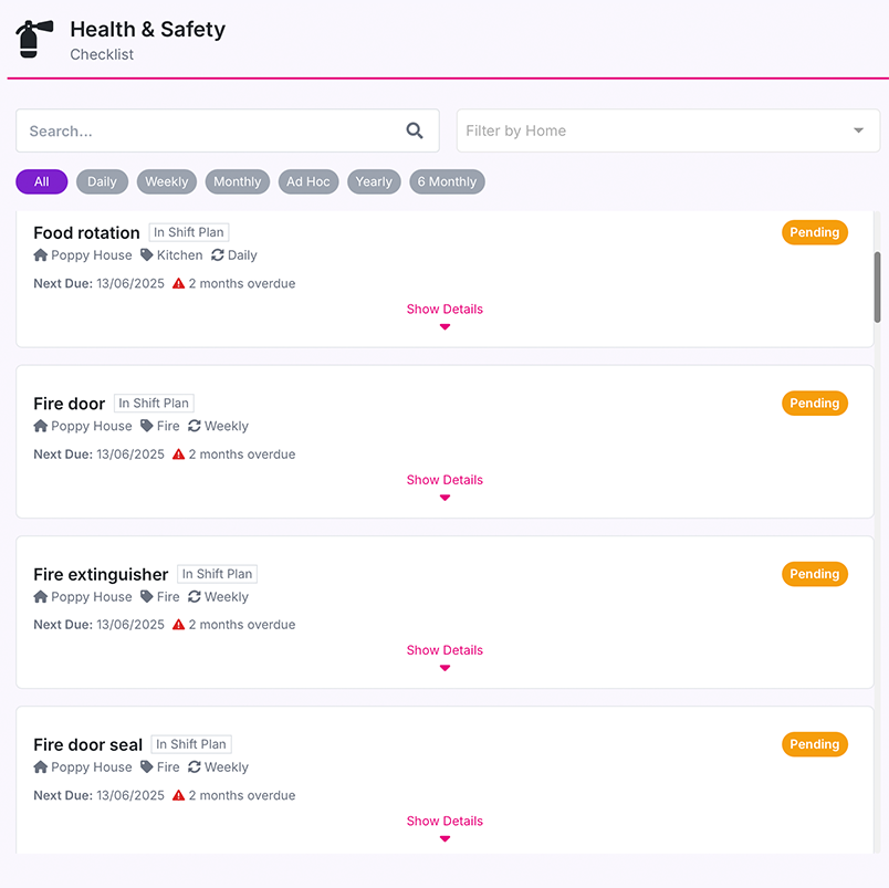 image showing Mentor's health and safety checklist feature