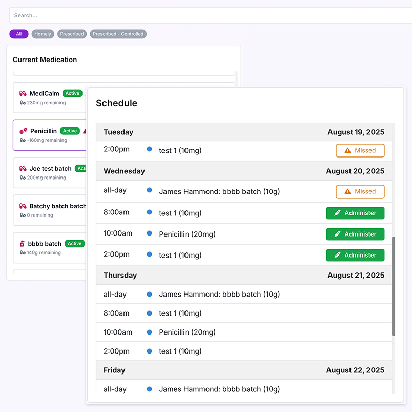 MARS image showing the medication feature in Mentor