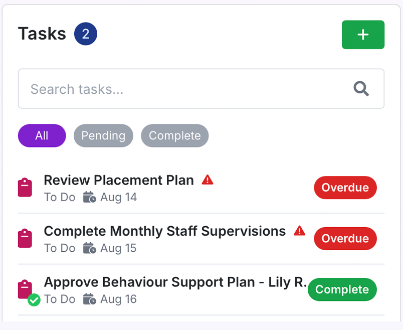 tasks image showing how tasks look in Mentor